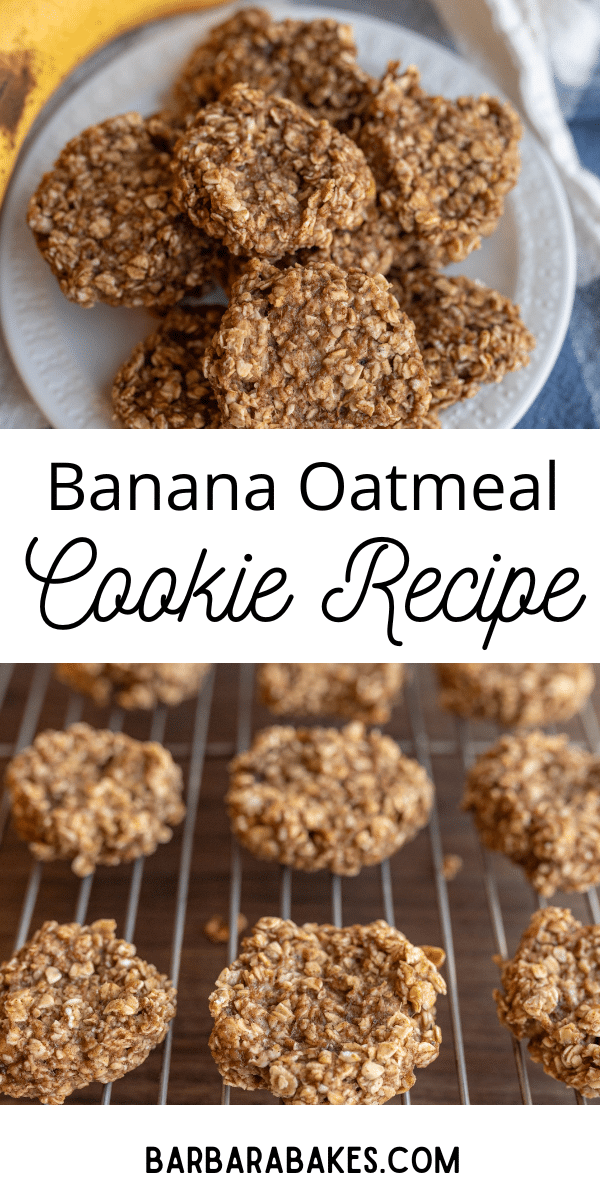 Banana oatmeal cookies blend ripe bananas and oats into easy, naturally sweet, and satisfying treats. Great for dessert or breakfast! via @barbarabakes