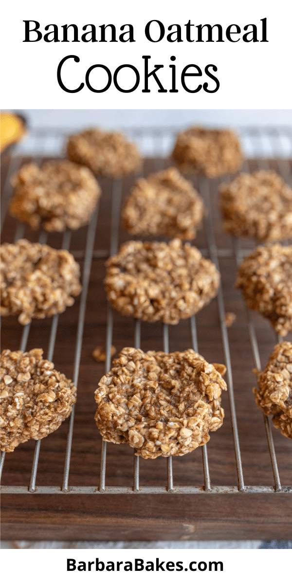 Banana oatmeal cookies blend ripe bananas and oats into easy, naturally sweet, and satisfying treats. Great for dessert or breakfast! via @barbarabakes