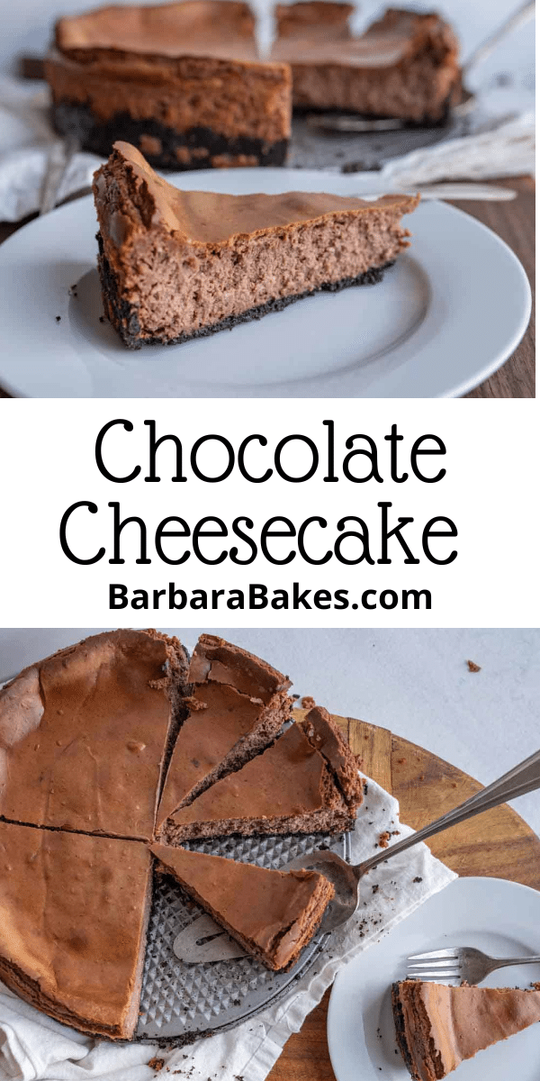 Chocolate Cheesecake is a perfect blend of creamy cheesecake and rich chocolate, making it an all-time favorite for many. via @barbarabakes