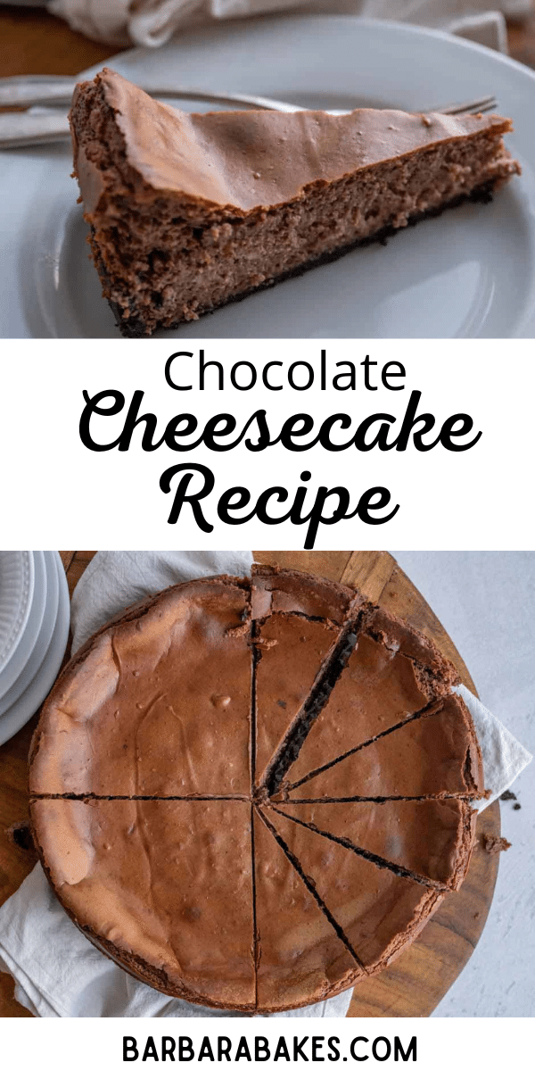 Chocolate Cheesecake is a perfect blend of creamy cheesecake and rich chocolate, making it an all-time favorite for many. via @barbarabakes