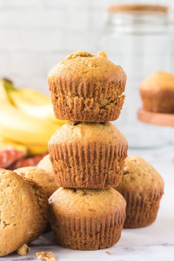 Banana Nut Muffins are little treats are the perfect blend of sweet, nutty goodness and they never fail to bring a smile to your face. via @barbarabakes