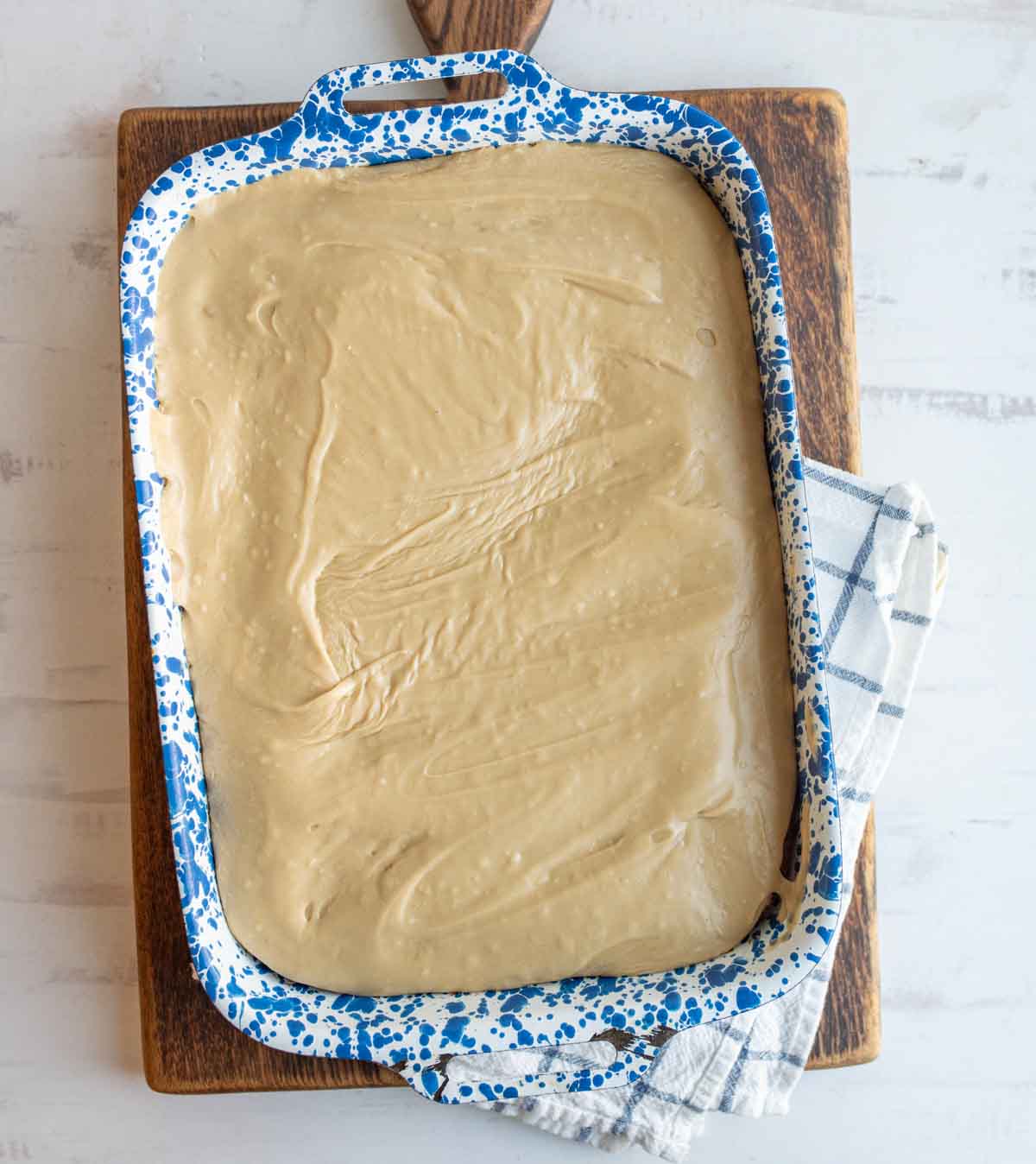 whole baking dish of yellow cake