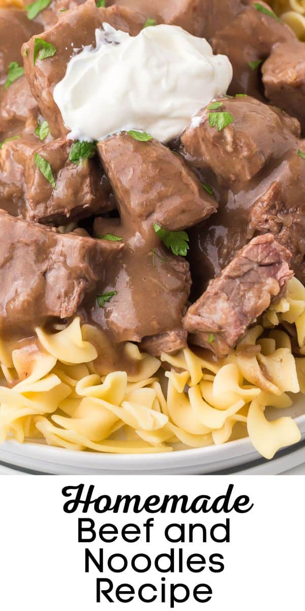 A family favorite, classic comfort food this Round Steak Beef and Noodles recipe is similar to beef bourguignon but easier to make. via @barbarabakes